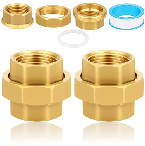 NUTKIT 2 PCS Raccord à Visser en Laiton, 3/4 Raccords Filetés en Laiton | Raccord conique avec filetage intérieur, pour les Installations D'eau et les Systèmes de Chauffage Central
