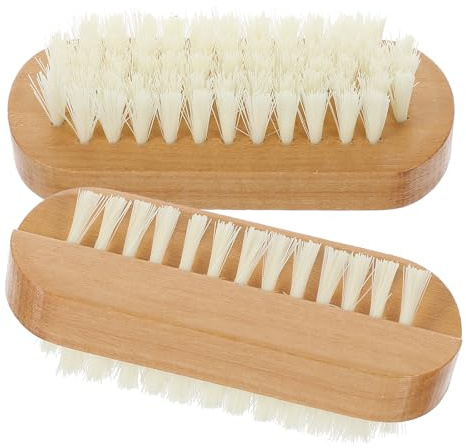 Operitacx 2 Stück Doppelseitige Fingernagelbürste aus Lotus Holz und Pp mit Schrägen Borsten Effektives Nagelreinigen für Hände und Fersen für Professionelle Anwendung im Salon