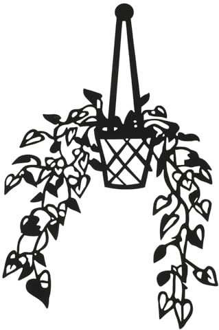 VINTORKY Metal Flower Wall Decor Wrought Iron Flowerpot Sculpture for Wall Hanging, Black Iron Material with Elegant Artistic Design, Decoration for Home and Outdoor Spaces
