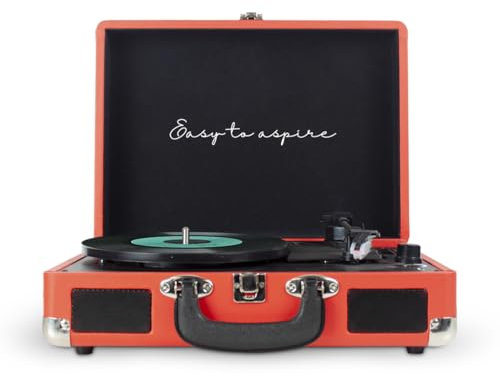 PRIXTON Giradischi in Vinile Vintage VC400, Lettore e convertitore di vinile tramite Bluetooth e USB, 2 altoparlanti incorporati, Colore Rosso