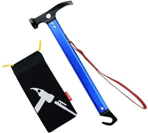 Azarxis Camping Hammer Camping Mallet with Peg Remover Tent Peg Stake Puller Heavy Duty Lightweight Aluminum Portable Multi-function for Outdoor Picnic Hiking Backpacking (Blue)
