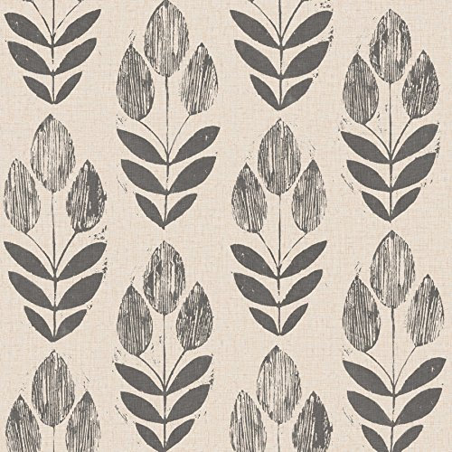 NuWallpaper NUS2459 Folk Tulip Peel & Stick Tapete, schwarz, Оnе Расk