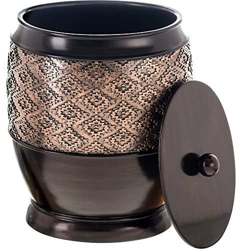 Creative Scents Dublin – Petite poubelle avec couvercle – Corbeille décorative en résine durable pour couches et papiers de salle de bain (marron)