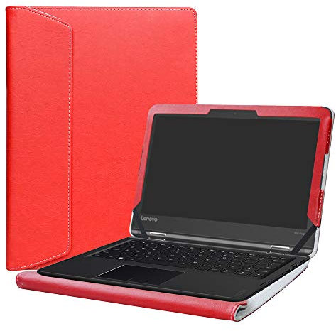 Alapmk Diseñado Especialmente La Funda Protectora de Cuero de PU para 11.6 Lenovo Flex 11 CHROMEBOOK/Lenovo N23 Yoga Chromebook/Lenovo Flex 4 11 4-1130 Series Ordenador portátil,Rojo