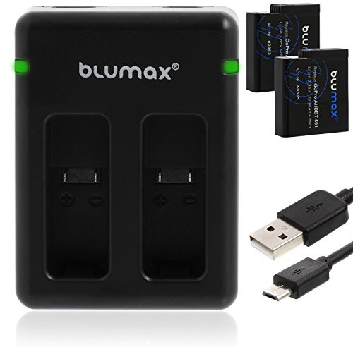 La batteria Blumax 2X sostituisce GoPro AABAT-001 AHDBT-501 + Mini Dual Charger compatibile con GoPro Hero 5 / Hero 6 Black/Hero 7 / Hero 2018-1260mAh