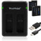 La batteria Blumax 2X sostituisce GoPro AABAT-001 AHDBT-501 + Mini Dual Charger compatibile con GoPro Hero 5 / Hero 6 Black/Hero 7 / Hero 2018-1260mAh