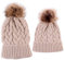 2PCS Mutter & Baby Strickmütze Winterwärmer Familie Häkelarbeithut Wollmütze Beanie Ski Hüte&Mützen (Khaki)