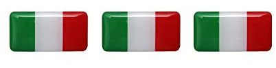 Fashion Graphic Adesivi Stickers Bandiera Italiana Italia Tricolore Rettangolare Resinati 3D 3 Pezzi 14x27mm