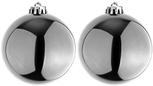 Mojawo 2 Stück XXXL Christbaumkugeln Weihnachtsbaumkugeln Dekokugel Baumschmuck Silber Ø 25cm Schmuckkugeln