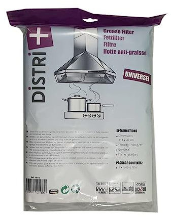 Distri+ - Universeller Anti-Fett-Filter für Dunstabzugshauben zum Zuschneiden - 114 x 47 cm