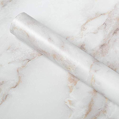 Homein Marble Sticky Back Plastic Roll Self Adhesive Paper 60x200cm, Waterproof Vinyl Matte Granite Contant Paper for Worktop Covering Kitchen Furniture