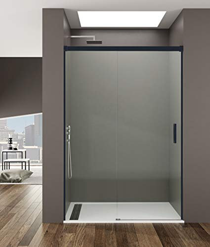 Paroi de douche avant 1 coulissante + 1 fixe | sans profil inférieur - verre transparent trempé 6 mm anticalcaire | Paroi de bain | Largeur adaptable de 150 à 155 cm | Hauteur 195 cm