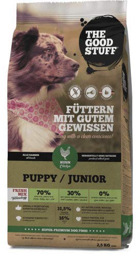 The GOODSTUFF Huhn (Puppy/Junior) 2,5 kg | Getreidefreies Hunde Trockenfutter Junior | Mit frischem Hühnerfleisch | Hundetrockenfutter für Welpen & Junghunde | Super-Premium Welpen Trockenfutter