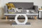 Furniturebox UK Giovani Grey & White Glass Coffee Table - Modern & Elegant Gloss Coffee Table With Central Halo - Suitable for Living Room (Grey & White)
