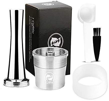i Cafilas Wiederbefüllbare Illy Kaffeekapsel aus Edelstahl zum Nachfüllen,Wiederverwendbare Refill-Kapsel kompatibel mit Illy (Kaffeekapsel+Tamper+Powder Filling Aid)