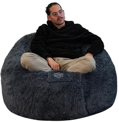 bananair - Sitzsack XXL mit Füllung für Erwachsene - Ultra Weich und Bequem mit Schaumstoff Füllung - Maschinenwaschbarer Bezug - Giant Bean Bag Chair, Sofa, Bed, Couch (120 cm, Grau)