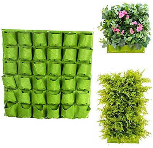 VOANZO Fioriera verticale da giardino tasche multiple da appendere alla parete per uso in ambienti interni ed esterni fioriera per erbe aromatiche, 36 tasche (100 x 100 cm)