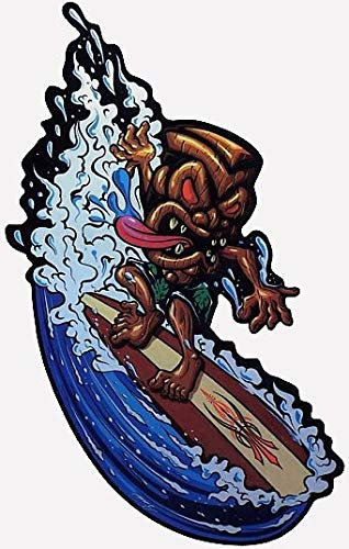 Sticker-Designs 10cm! Klebe-Folie Wetterfest Made-IN-Germany: Surfin Beach Tiki Awesome Surf Board Surfer Decal! E129 UV Waschanlagenfest Auto-Aufkleber Profi-Qualität!