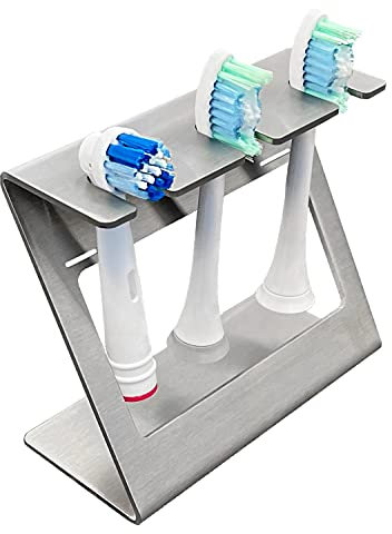 steland metallmanufaktur® Aufsteckbürsten-Halterung, Edelstahl, inkl. Wandhalterung, Zahnbürstenhalterung Zahnbürstenkopf Bürstenkopf-Halterung (3 Bürstenköpfe, Edelstahl)