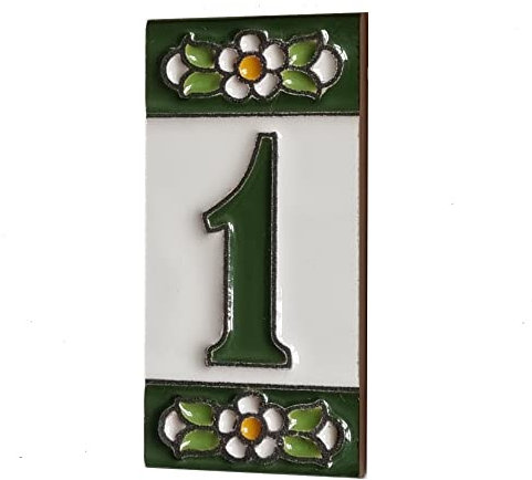 Piastrelle in ceramica con numeri e lettere, motivo floreale verde, dimensioni delle piastrelle: 7,5 cm x 3,5 cm, da 2 a 10 cornici per piastrelle (1)