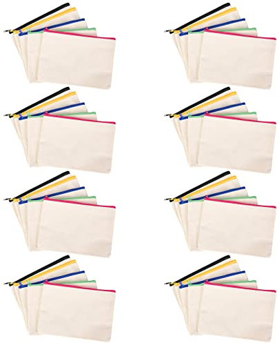 Ticarus 40 Piezas de Lona Bolsa de cosméticos Bolsa de Lona Cremallera Estuche de Bricolaje Viaje Hecho a Mano Bolsa DIY Escuela Multicolor Cremallera