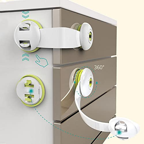 Proof - Set di 3 lucchetti di sicurezza per bambini, per la sicurezza dei bambini, con nastro adesivo resistente per frigorifero, armadi, cassetti, toilette