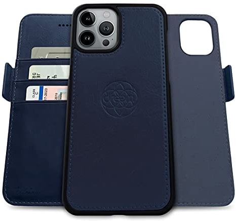 dreem Fibonacci compatibile con iPhone 13 Pro custodia a portafoglio/custodia antiurto 2 in 1 e folio in pelle vegana staccabile, compatibile con MagSafe, protezione RFID [Reale]