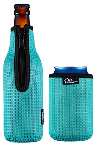 Beer Bottle Sleeve Insulators 12oz 330ml Standard Beer Bottle Cooler Covers Zip-up Bottle Jacket 12OZ Standard Can Sleeves Coolie Neoprene Insulator (Blue)