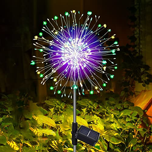 Redefun Solar Gartendeko 120 LED Solar Gartenleuchten, 8 Modi Solarleuchte Feuerwerk Wasserdicht Gartenstecker Pusteblume Solarlampen für Außen Balkonkasten Terrasse Deko(Mehrfarbig)