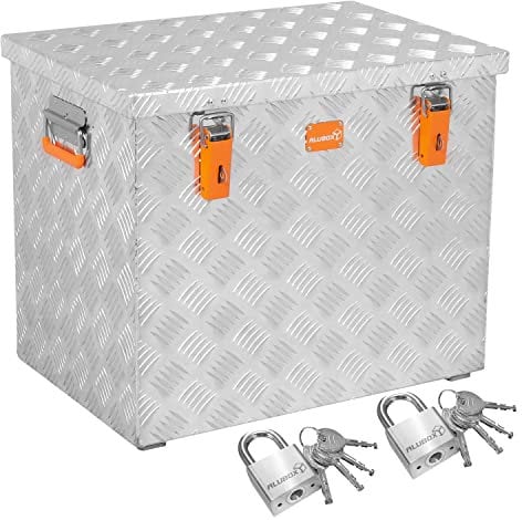 alubox Werkzeugtruhe ABX-R120 Aluminium Riffelblech Werkzeugkiste Transportkiste 120 Liter PROMO inkl. 2 Edelstahl Schlösser