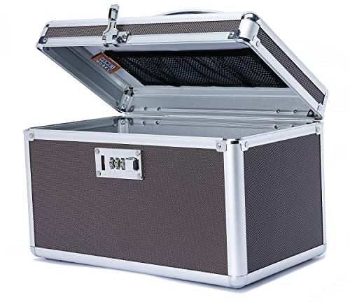 Caja de Medicamentos, 31.0x18.3x19.3cm, Medicinas y seguridad en el hogar, Caja multiusos equipada con cerraduras, Incluye caja de pastillero portátil de bolsillo (café/mediano)