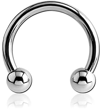 Hufeisen 1,0-2,5 mm aus 316L Chirurgenstahl mit Kugeln zum aufschrauben - Intimpiercing Horseshoe (Dicke: 1,6 mm | Innendurchmesser: 16 mm)