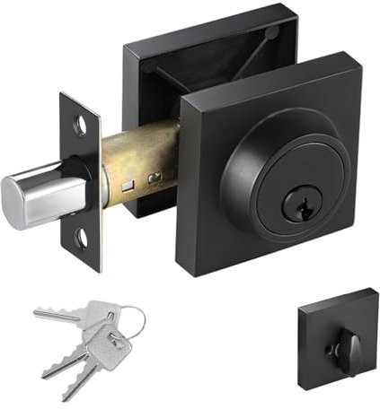 TooCust SQ_Pêne dormant_BLK 1 x Matte Black, Square Door Deadbolts