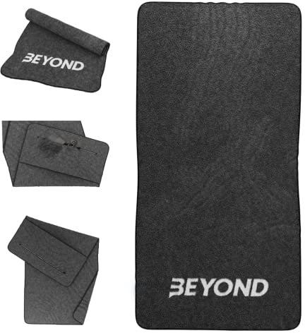 Beyond Serviette de sport en coton avec poche zippée - Haute capacité d'absorption - Pour crossfit, haltérophilie et course à pied - Noir