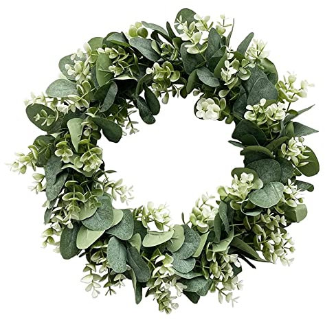Lascivious Eucalyptus Wreath - Farmhouse Decor, Green Artificial Wreath for Front Door