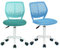 Homy Casa 2er Set Schreibtischstuhl Verstellbarer Drehstuhl Bürostuhl Stoffsitz Arbeitsstuhl ohne Armlehne, Blau und Türkis, carnation