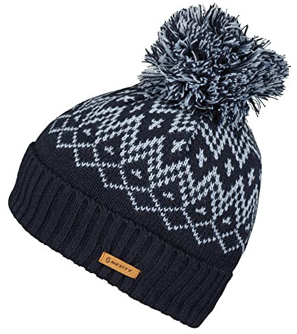 Scott W Mountain 40 Beanie Blau - Warme stylische Damen Bommelmütze, Größe One Size - Farbe Dark Blue - Glace Blue