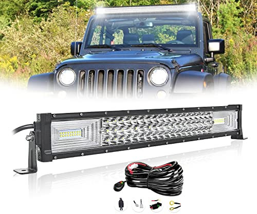 SKYWORLD 22 Zoll 270W LED Arbeitsscheinwerfer, Spot-Flut-Kombistrahl, 12V, IP67 wasserdicht, inkl. Kabelbaum & Relais-Adapter, für 4x4, Offroad, Auto, Traktor, SUV, KFZ