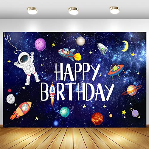 Sfondo Di Fotografia Di Buon Compleanno,Astronauta Razzo Foto Di Sfondo,Spazio Esterno Razzo Astronauta,Tema Sfondo Di Astrologia,Per Bambini Compleanno Festa,Decorazione Striscione,150 x 100 cm