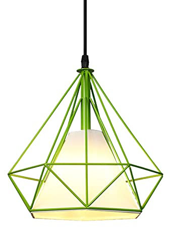 Mengjay Retro Industriell Deckenleuchte Retro Pendellampe Metall Pendelleuchten Lampe Esstisch,Käfig Kronleuchter Metall Eisen Lampenschirm,E27 Hängelampe für Wohnzimmer Schlafzimmer (Grün)