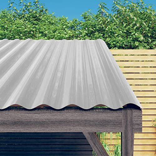 JUNZAI Paneles tejado 12 Unidades Acero Recubierto Plateado 100x36 cm, Chapa Tejado Exterior, Tejas para Tejado, Chapa Ondulada, Chapas Metalicas, Tejados De Exterior