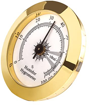 Kasmole 5 -Analog-Hygrometer - Goldrunder Hygrometer für Zigarren-Humidor | Präzisions-Hygrometer mit rundem, einstellbarem Punkt für Zigarren, Humidore, Gitarre, Violine, Zigarrenkiste