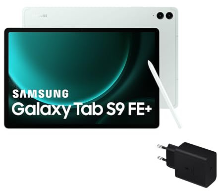 Samsung Galaxy Tab S9 FE+ - Tablet + Cargador, 256 GB, Wifi, S Pen incluido, Batería de Larga Duración, Clasificación IP 68, Verde Menta (Versión Española)