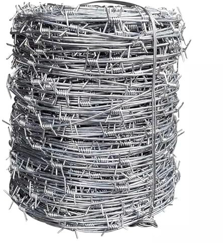 100/200 Metri Filo Spinato 4 Punte Zincato Vero Filo Spinato Facile da Piegare, Perfetto per Giardino O Artigianato per Recinzione Bovini Cinghiali (2.8mm 200m)