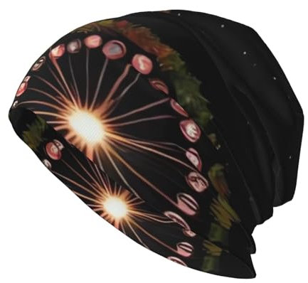 Starry Pusteblume bedruckte Beanie-Mütze für Erwachsene, warm, lässig, Strickmütze, modisch, Streetwear, Outdoor-Mütze, Schwarz, Schwarz, Einheitsgr��e