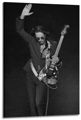 TeDe Schwarz-weißes Poster von Steve Vai berühmten Rocker dekoratives Gemälde Druck Leinwand Wandkunst Wohnzimmer Schlafzimmer Poster Gemälde 20 x 30 cm Rahmenstil