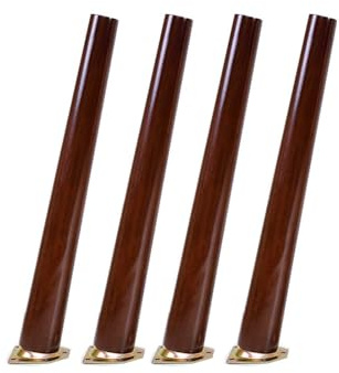 4X Holz Möbelfüße Schräg Konisch Möbelfüße Massivholz Ersatz Tischbeine, mit Montageplatte Gummipads für Sofa Bett Schrank Couch Stuhl (40CM,walnut-Tilt)