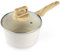 GiPP Kasserolle mit Deckel 20cm Kleiner, Topf Induktion Stielkasserolle, Granit-Antihaftbeschichteter, Bakelit-Griff, Sauce Pan Milchtopf Kochtopf 20cm, für Induktion, PFOA-frei, Weiß