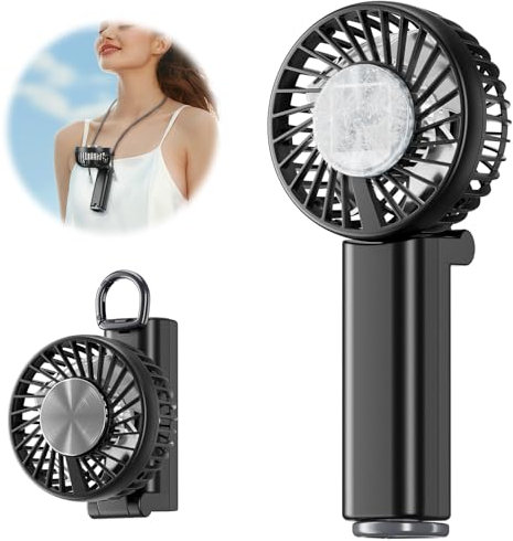 HandFan 5000mAh Mini Handheld Fan with Refrigeration, Rechargeable Portable Air Conditioner Hand Fan, Pocket Size, Foldable Personal Electric Cooling Fans for Beach, Travel, Outdoors(Black)