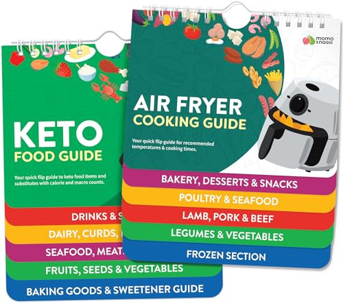 Air Fryer & Keto Kochbuch-Magnete – 2er-Set (17,8 x 15,2 cm) – Zubehör für Luftfritteusen & Keto-Mahlzeitenplan Kochbuch – Airfryer Küchenzubehör – Keto-Lebensmittel & Keto-Diätbuch für Anfänger –